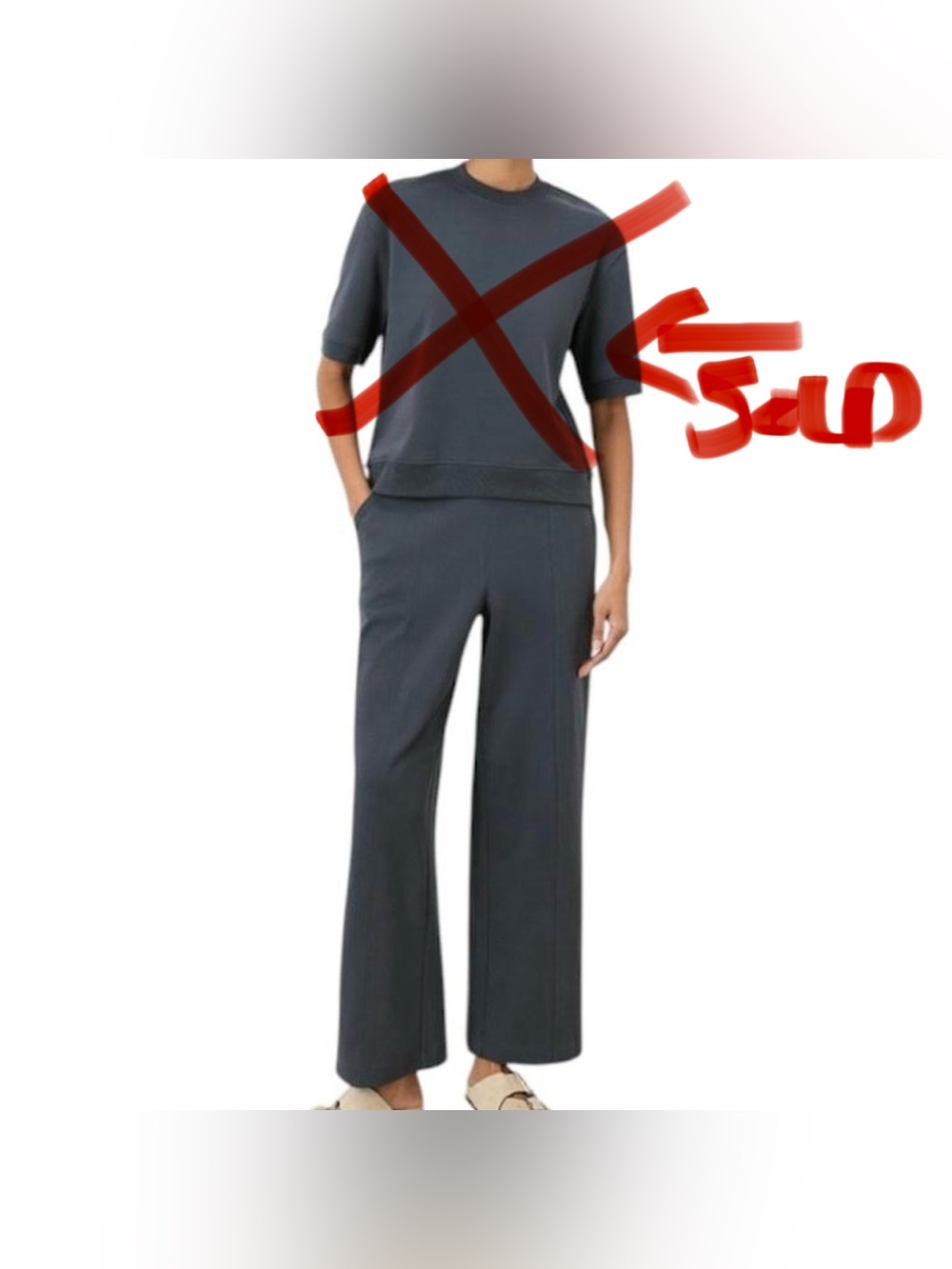Organic airplane pintuck wide leg pant steel blue-PANTS ONLY